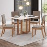 08 conjunto mesa jantar natali tampo mdf com 4 cadeiras milla nature off white linho