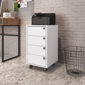 01 gaveteiro multiuso 4 gavetas com rodizios branco