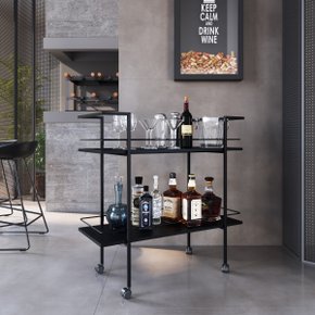 08 carrinho bar movel industrial 2 prateleiras com rodizios mel