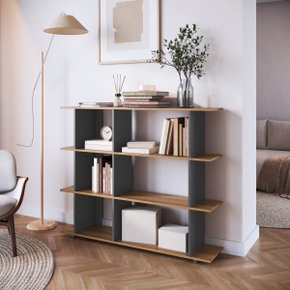 01 estante para livros industrial multiuso grafite mel