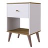11 mesa de cabeceira e mesa de apoio com gaveta retro branco e mel