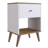 12 mesa de cabeceira e mesa de apoio com gaveta retro branco e mel