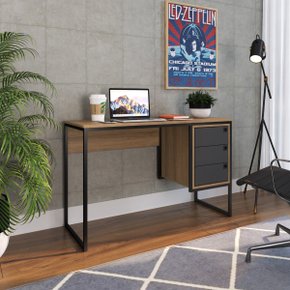 08 escrivaninha industrial mesa de computador 3 gavetas mel