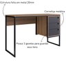 10 escrivaninha industrial mesa de computador 3 gavetas mel