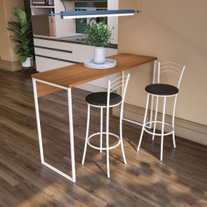 03 bancada industrial alta de madeira