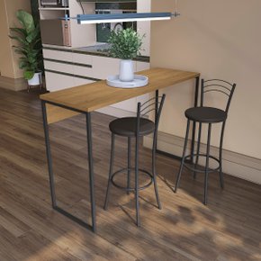 10 bancada industrial alta de madeira