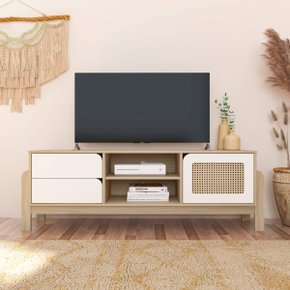 22 rack sala tv 65 nature c gavetas prateleiras e porta carvalho terracota palha