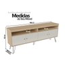 02 rack para tv ate 65 4 portas 2 prateleiras e nichos liberty carvalho off white