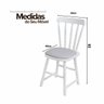 01 kit 2 cadeiras de madeira na cor branco fosco estofadas dalas cinza