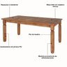 09 mesa de jantar 6 lugares retangular de madeira macica corona cera mel