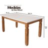 08 mesa de jantar 6 lugares retangular de madeira e mdf corona cera mel branco fosco