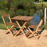 01 conjunto mesa de madeira com 2 cadeiras dobraveis vereda