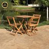 01 conjunto mesa de madeira com 3 cadeiras dobraveis vereda