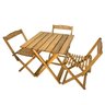 04 conjunto mesa de madeira com 3 cadeiras dobraveis vereda
