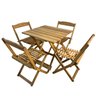 04 conjunto mesa de madeira com 4 cadeiras dobraveis vereda