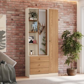 08 armario multiuso com espelho 3 gavetas e 2 portas doha