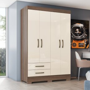 01 guarda roupa solteiro 4 portas 2 gavetas briz