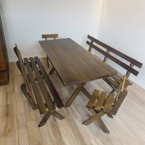 122 conjunto mesa madeira macica para churrasco mesa 4 bancos