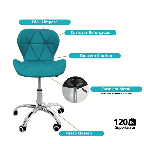 129 cadeira escritorio slim vegas base giratoria estofada