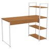 21 mesa escrivaninha industrial office c estante e prateleiras canela branco
