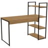 25 mesa escrivaninha industrial office c estante e prateleiras canela branco