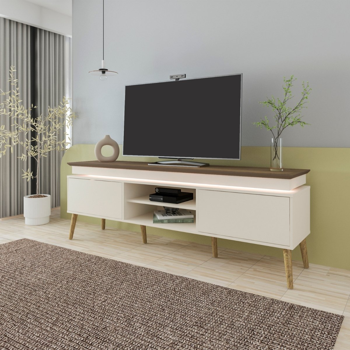 Rack Aparador Lumina - Tv 75 - Off White / Pinho