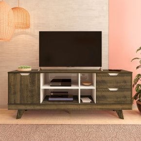28 rack para tv ate 65 michigan com 2 gavetas e 4 nichos off white carvalho