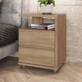 01 mesa de apoio e cabeceira 2 gavetas chanfradas campeche branco