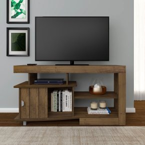 01 rack royal para tv 50 com 3 nichos e 1 porta amendoa off white