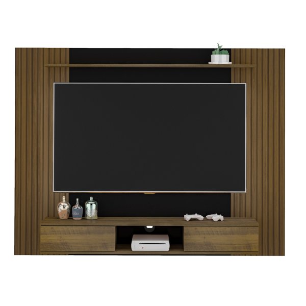 26 painel nevada tv 75 com prateleira e 2 portas pinho preto
