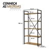 17 estante de livros estilo industrial metal e madeira organizador 150x72cm canela branco