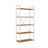 27 estante de livros estilo industrial metal e madeira organizador 150x72cm canela branco