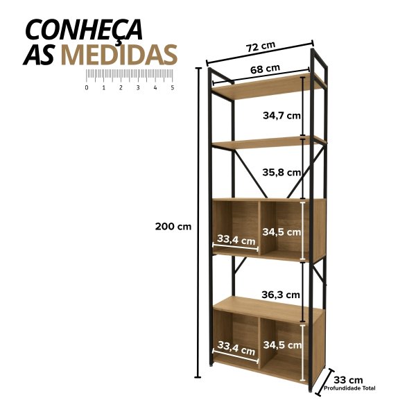 16 estante industrial alta 4 portas canela branco