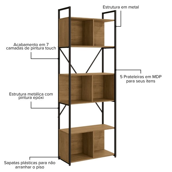 17 estante industrial alta 4 portas canela branco