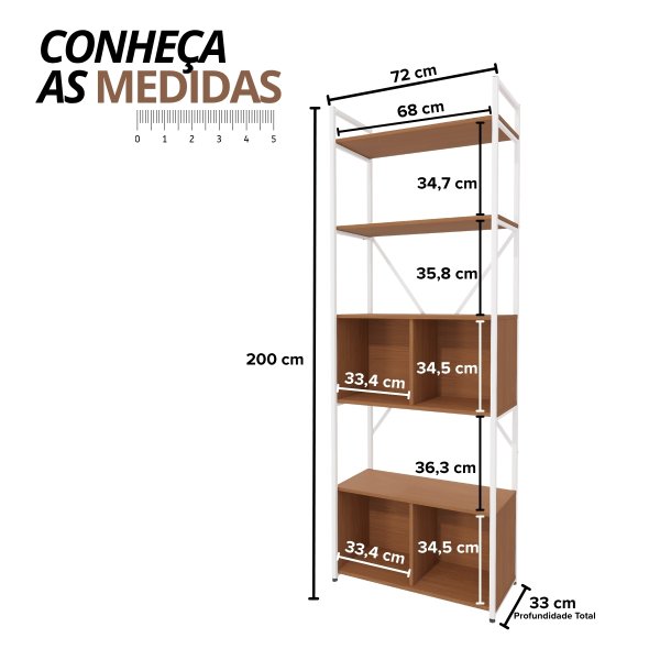 23 estante industrial alta 4 portas canela branco