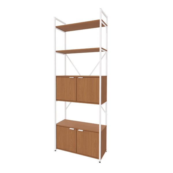 25 estante industrial alta 4 portas canela branco