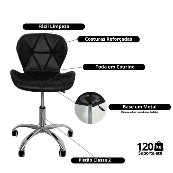 03 cadeira escritorio slim vegas base giratoria estofada cinza