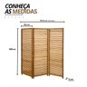 03 biombo decorativo de madeira 3 folhas ripado sanfonado maju