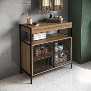 08 armario gabinete para banheiro industrial com portas de metal sem cuba grafite