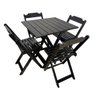 01 conjunto de mesa dobravel de madeira 70x70 com 4 cadeiras retrateis