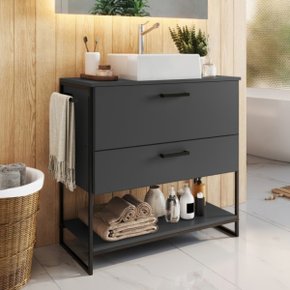 01 gabinete para banheiro industrial com cuba ametista branca