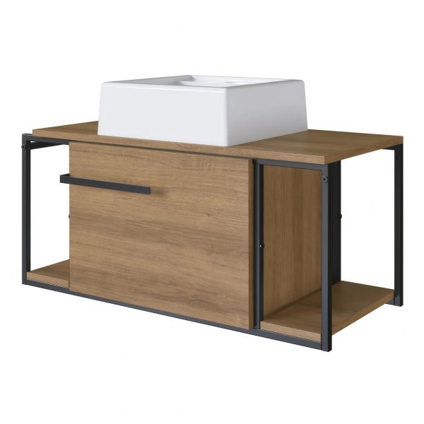 05 gabinete para banheiro suspenso industrial com cuba amestista branca