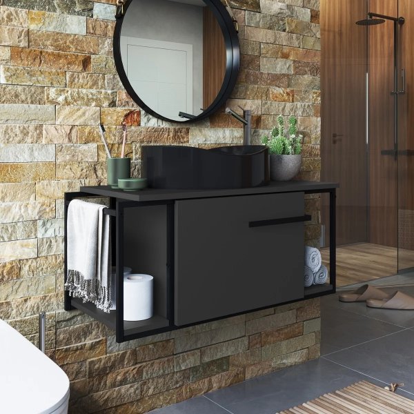 09 gabinete para banheiro suspenso industrial com cuba berlin preta