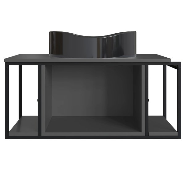 14 gabinete para banheiro suspenso industrial com cuba berlin preta