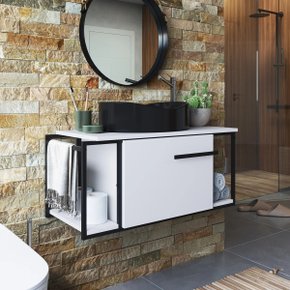 15 gabinete para banheiro suspenso industrial com cuba berlin preta