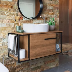 15 gabinete para banheiro suspenso industrial com cuba berlin branca grafite