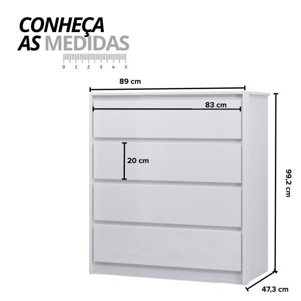 02 comoda para quarto 4 gavetas carla