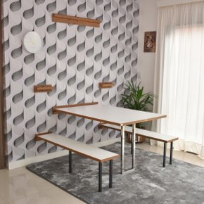 20 kit mesa dobravel retratil de parede inox com bancos 1 40m