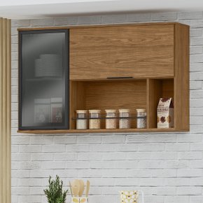 04 modulo de cozinha aereo armario com vidro 2 portas 120cm toscana