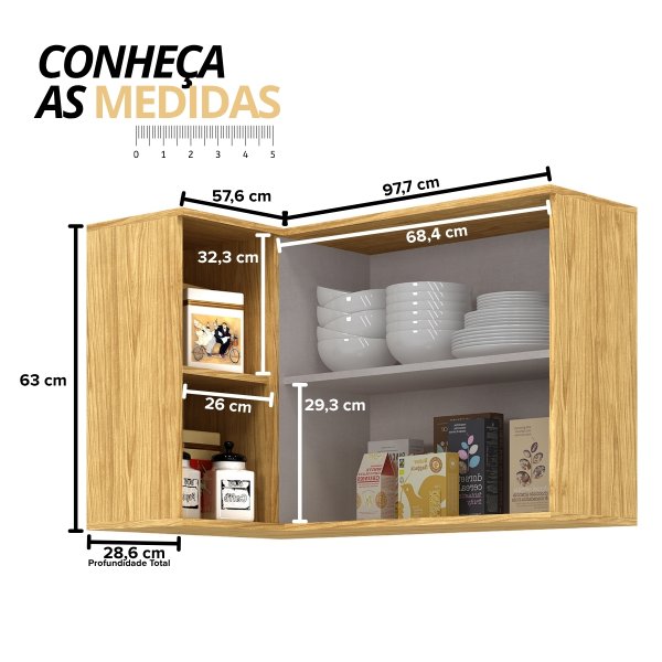 02 modulo de cozinha aereo de canto 2 portas 2 nichos verace